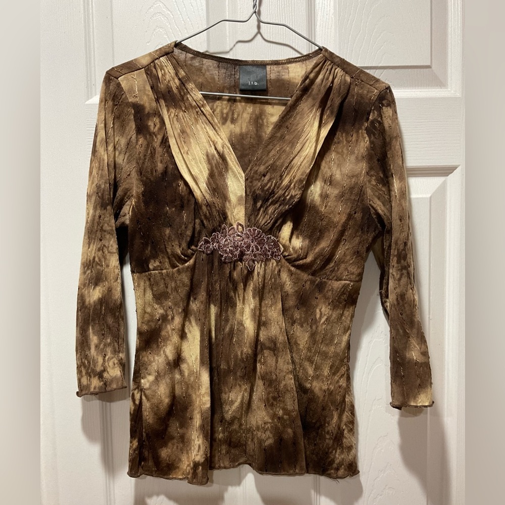 Pretty empire bodice brown blouse